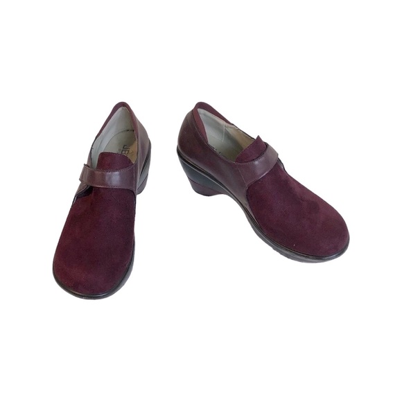 JBU By Jambu  Sedona Burgundy Suede Slip-On Wedge Clogs Size 9M - Picture 1 of 6